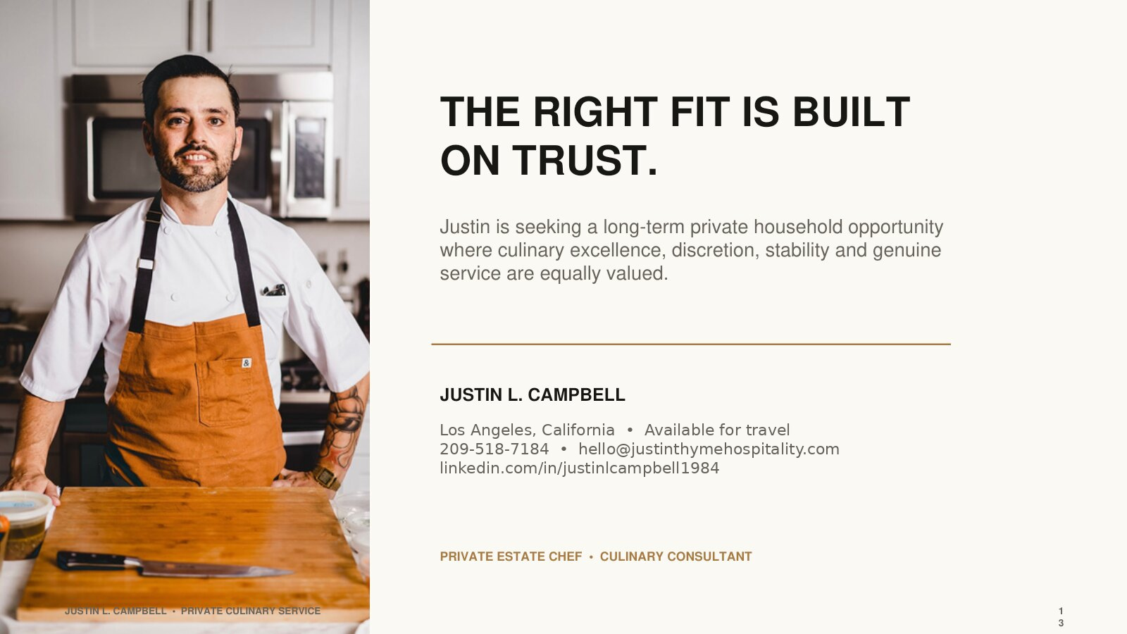 Chef Justin Campbell private chef portfolio, page 13 of 13